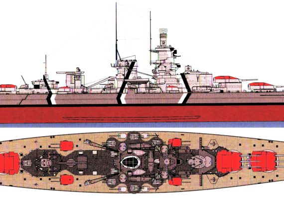 Корабль DKM Gneisenau 1940 [Battlecruiser] - чертежи, габариты, рисунки